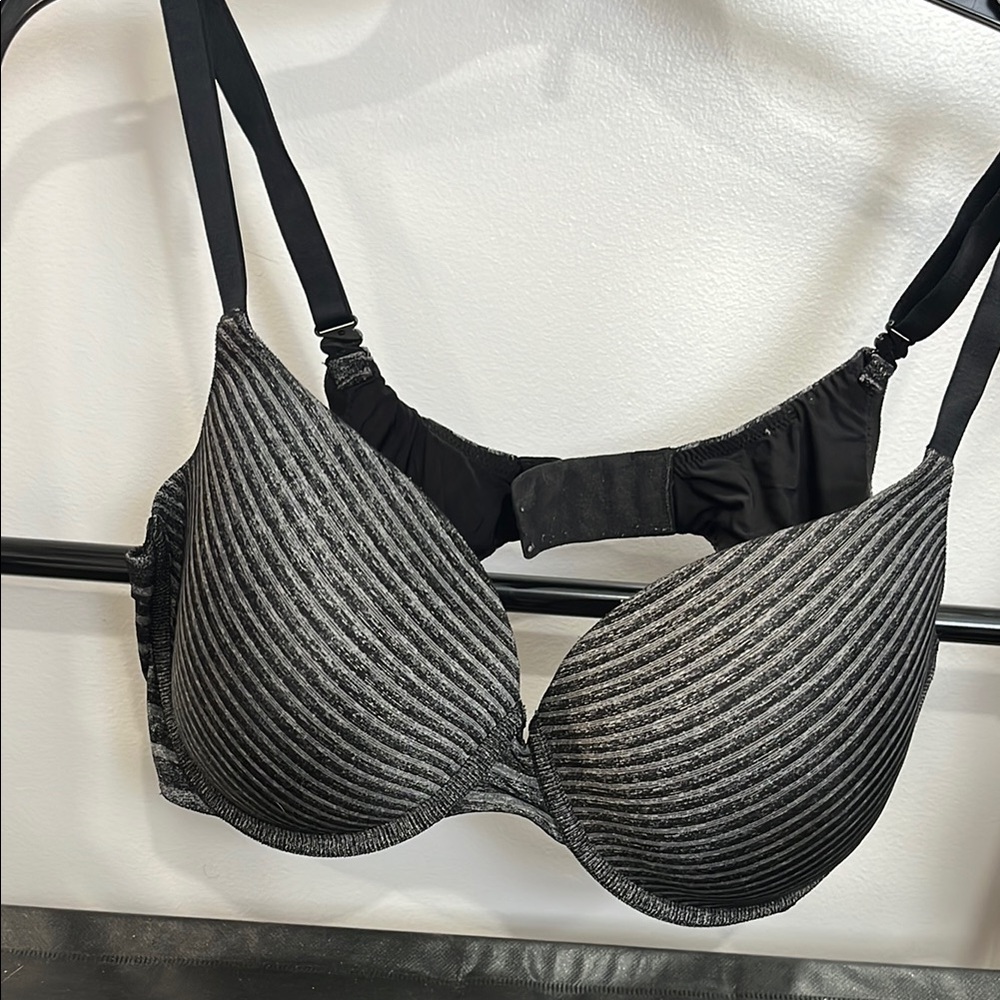 Victoria's Secret Black and Gray Striped Bra